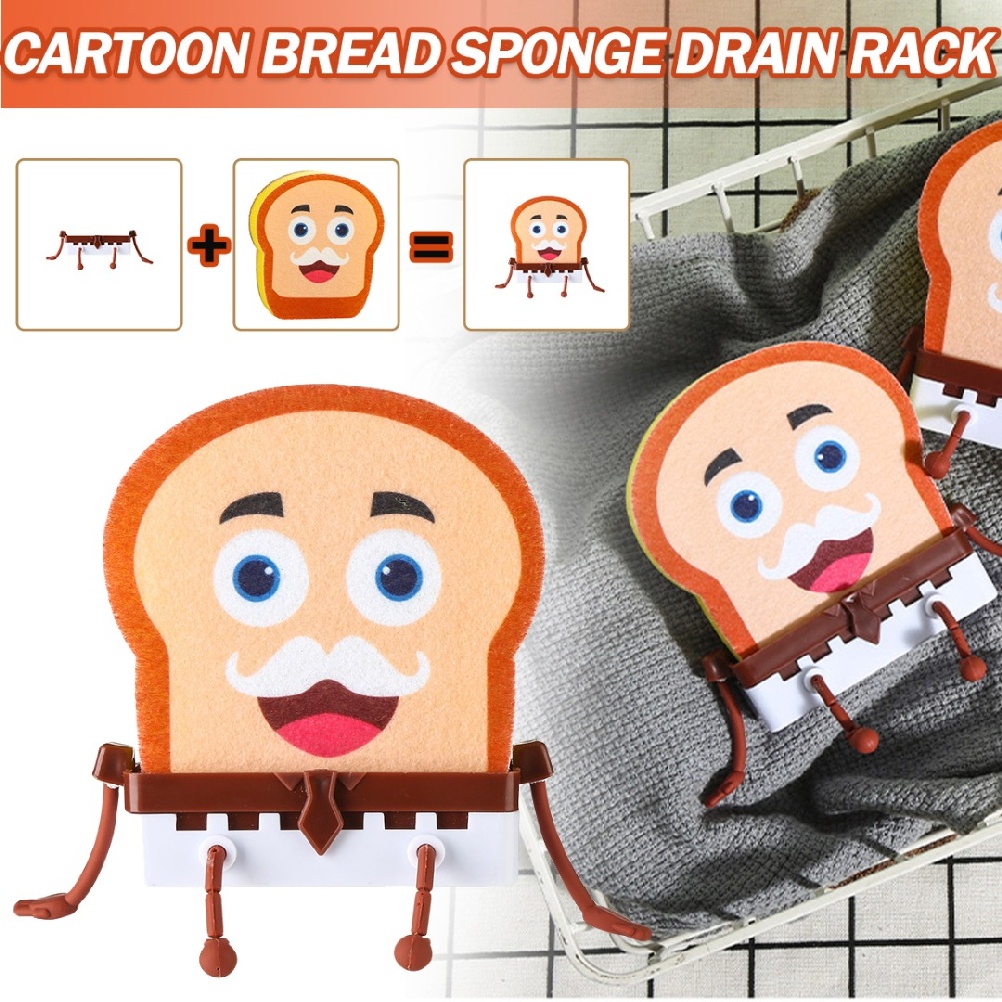 Cute Cartoon Sponge Holder Stand Kitchen Organizer Storage Drain Rack