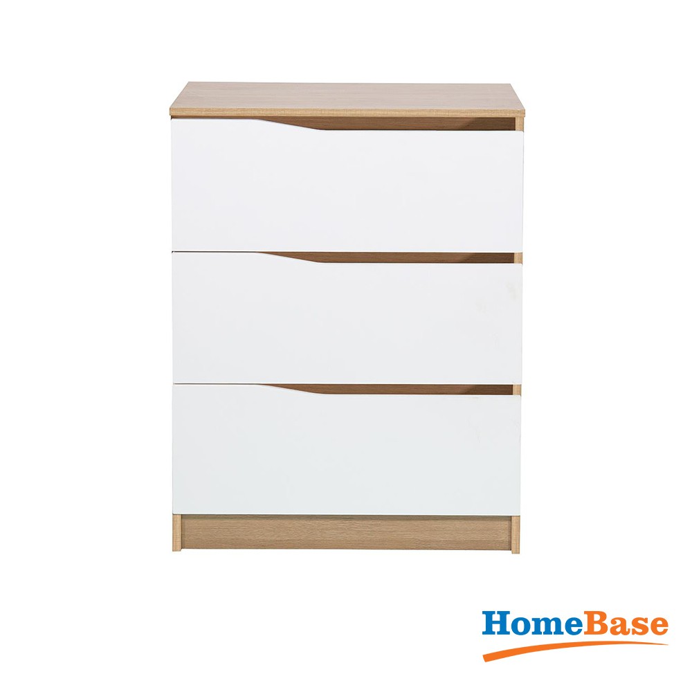 HomeBase by HomePro Thailand FURDINI Tủ gỗ 3 ngăn Thái Lan W64xD35xH82CM màu trắng/gỗ sồi | BigBuy360 - bigbuy360.vn