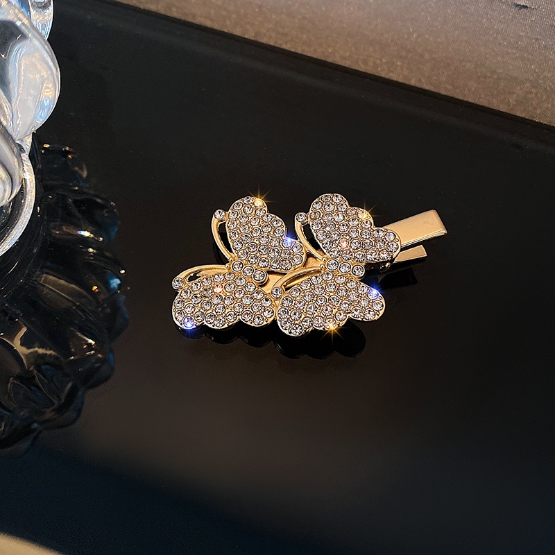 Kẹp Tóc Bướm Đôi Đính Kim Cương Lấp Lánh Thời Trang Hàn Quốc