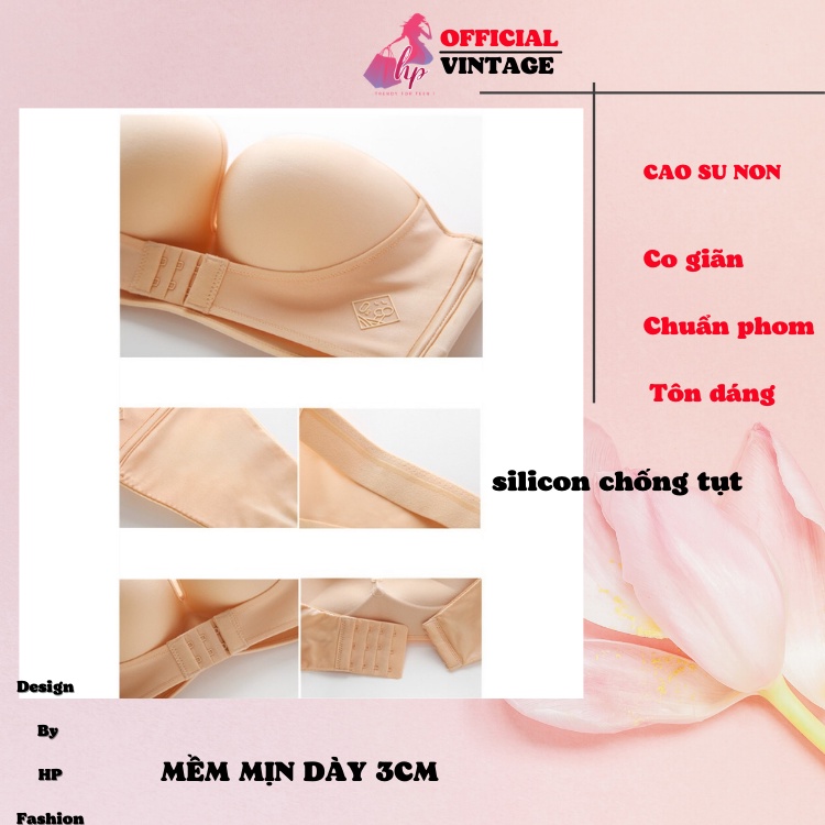 Áo ngực nữ chống tụt cúp ngực cài trước không dây mặc váy áo hở vai xinh- Bi19
