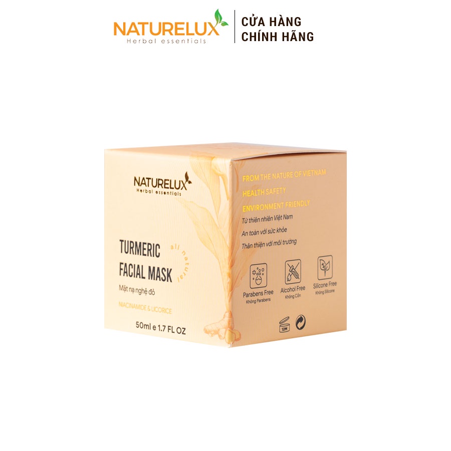 Mặt nạ nghệ đỏ, tươi thiên nhiên, dưỡng trắng, sáng da, mờ thâm, giảm mụn, NATURELUX 50g