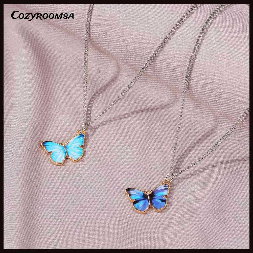 BUTTERFLY vòng cổ Mặt Bướm Đính Đá Nhiều Màu Thời Trang Cho Nữ