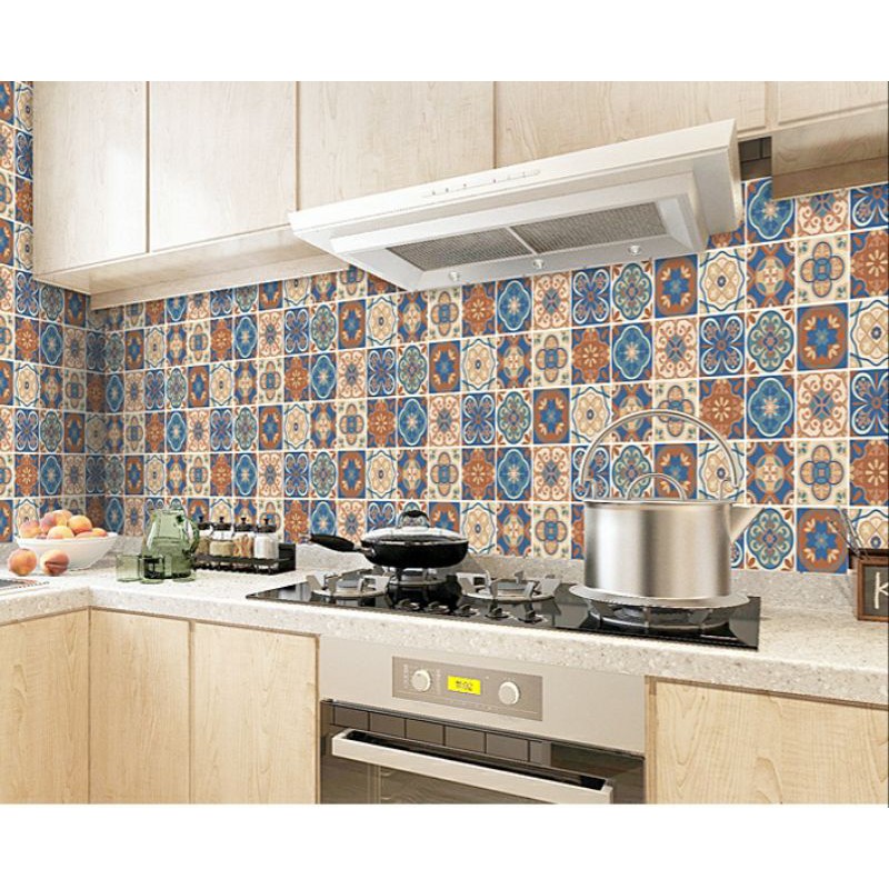 1 mét decal tráng nhôm ô gạch bông vinatge khổ 60cm keo sẵn