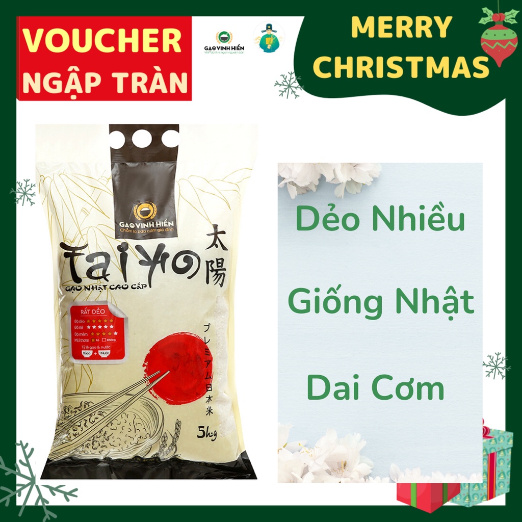 Gạo Nhật Taiyo Vinh Hiển cao cấp 5kg - Dẻo nhiều, mềm thơm, ngon cơm