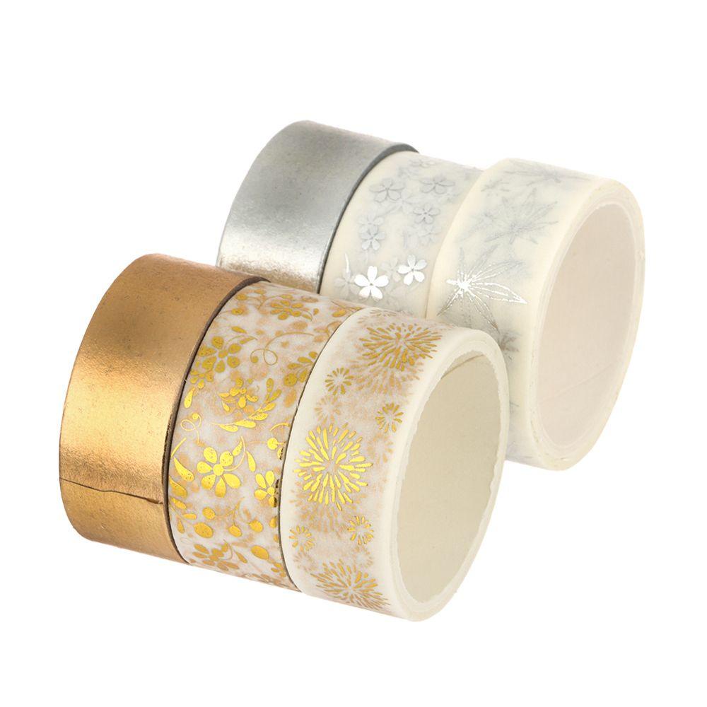 Set 6 Cuộn Băng Dính Washi Lá Vàng Trang Trí Đa Ứng Dụng
