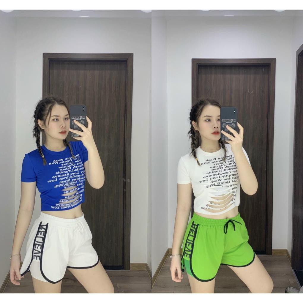 Áo tập Zumba, Gym, Yoga, thể dục nữ - áo croptop rách 😘