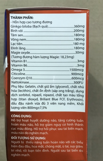 Viên uống bổ não  GINKO NATO COENZYME Q10  Hộp 100 viên - Giúp hoạt huyết, giảm xơ vữa động mạch, tăng cường máu lên não