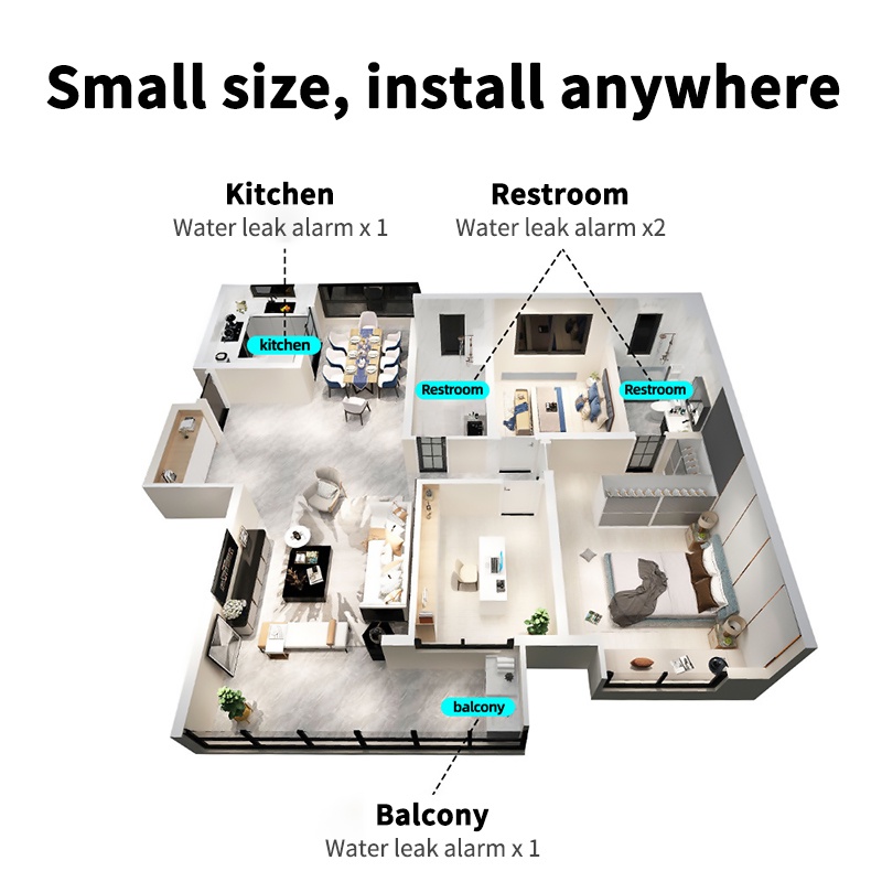 Tuya house Cảm Biến Rò Rỉ Nước Với Giá Đỡ wifi / zigbee Báo Động Chống Tràn