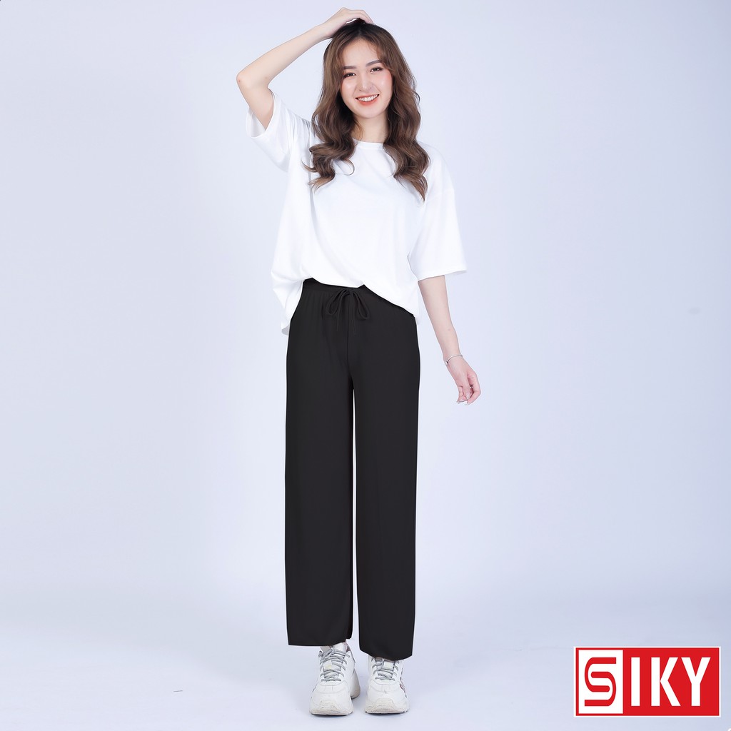 Quần ống rộng culottes vải tăm 92cm- SIKY