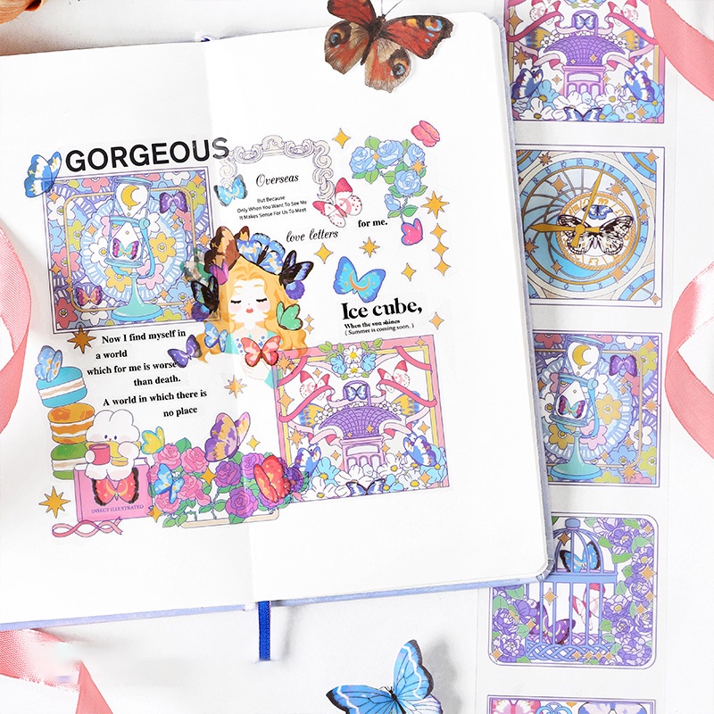 Sticker PET Dạng Miếng Masking Tape Moonlight Butterfly