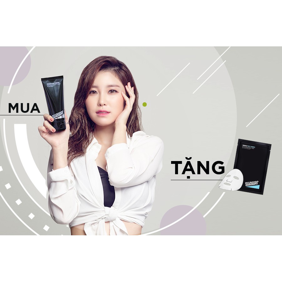 Sữa rửa mặt nam cao cấp Swagger Face Fighter  + Tặng mặt nạ trà xanh cho nam Swagger Face Changer