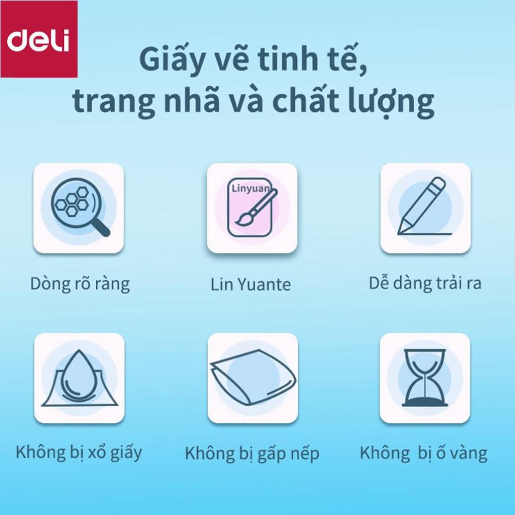 Giấy vẽ chuyên dụng Deli 265x380mm - 110/160/180gsm, 20 tờ - 1 quyển - 73607/73611/73613 [Deli]