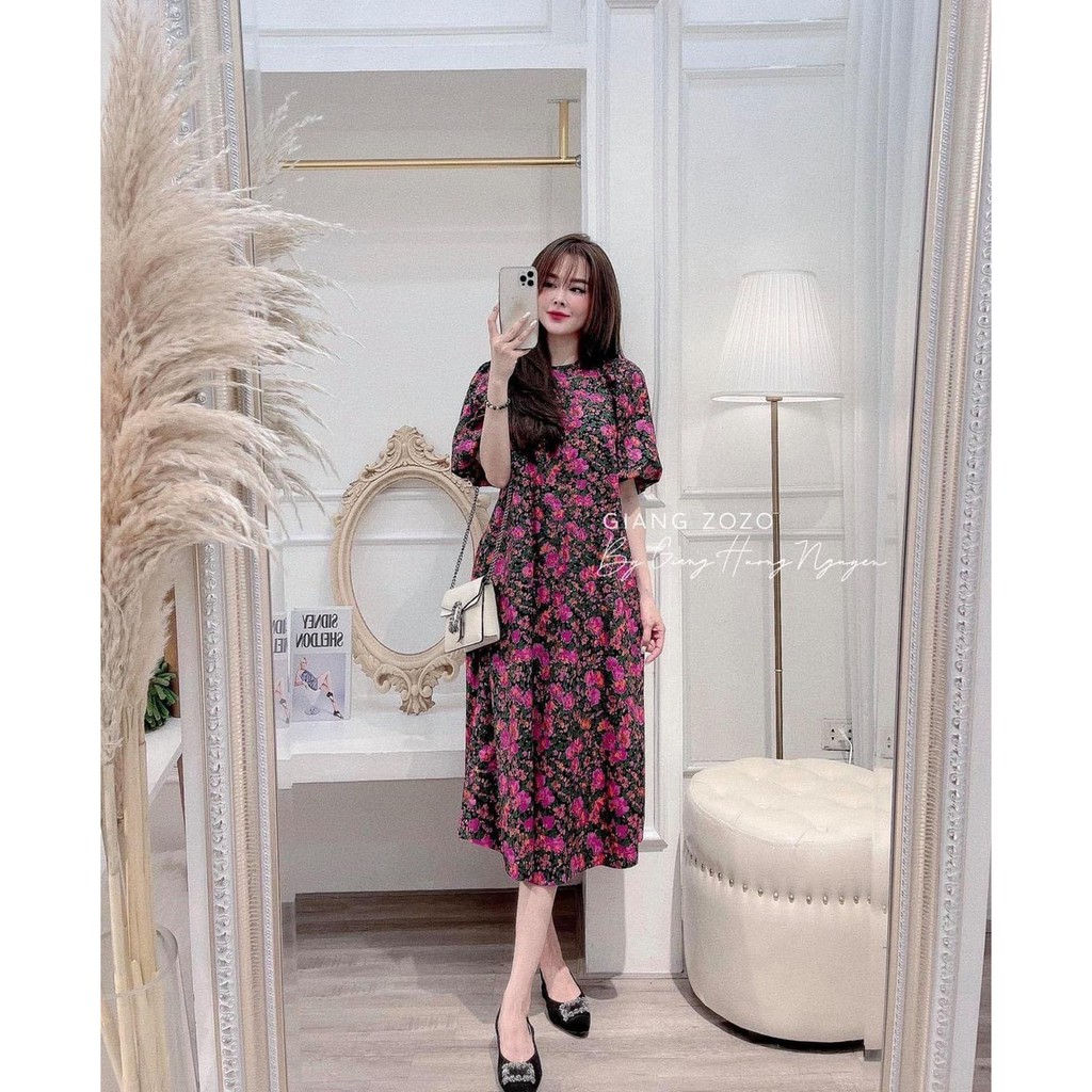 Váy bầu thời trang dáng suông thiết kế hoa nhí chất Lụa Hoa freesize từ 45 đến 67kg V273