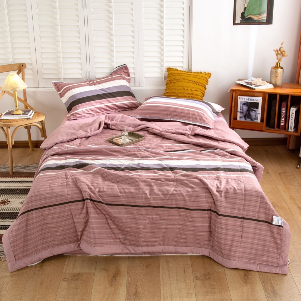 (HÀNG MỚI- Chất Đẹp ) Bộ Chăn Ga Gối Cotton Đũi✨ m6/m8/2m - Full size Tiệm Nhà Mêu✨ 2 Vỏ gối ,drap ,chăn chần Basic Caro | BigBuy360 - bigbuy360.vn