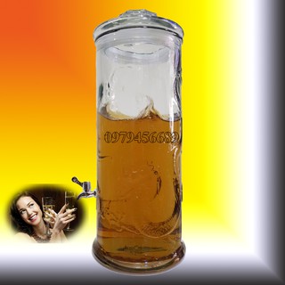 Bình ngâm rượu thủy tinh trụ rồng 8 lít có vòi