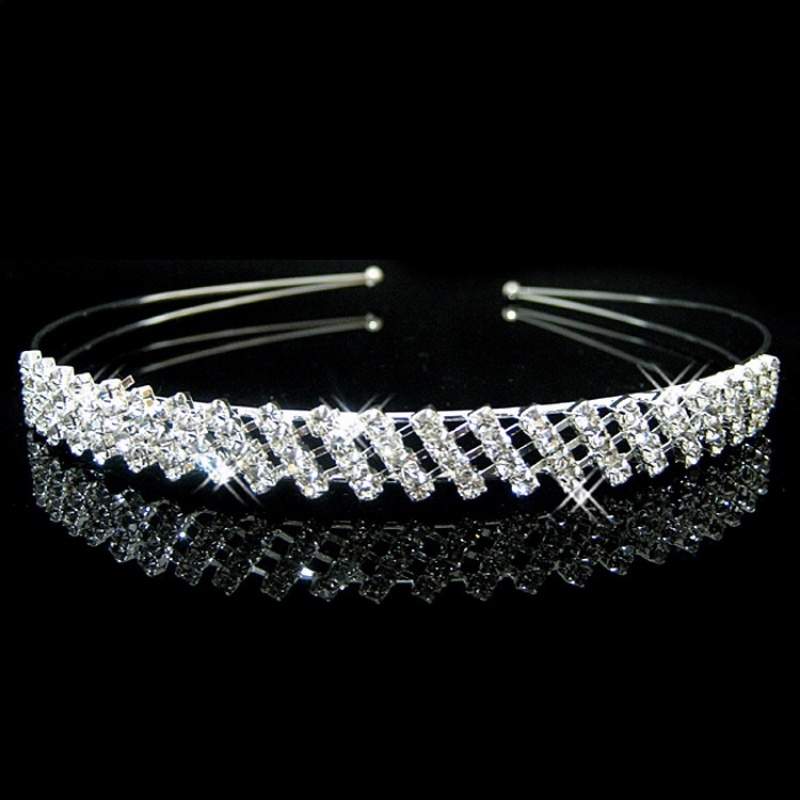 Băng Đô Cài Tóc Hình Vương Miện Đính Kim Cương Giả Phong Cách Hàn Quốc