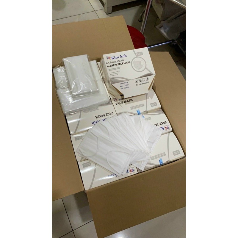 Khẩu trang y tế 4 lớp cao cấp KIM ANH hộp 50 cái .