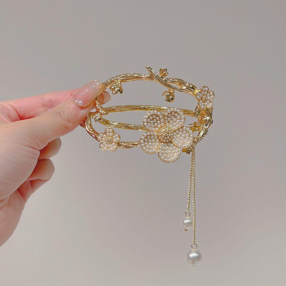 Kẹp Tóc Dạng Xoắn Đính Hoa Thanh Lịch Cho Nữ