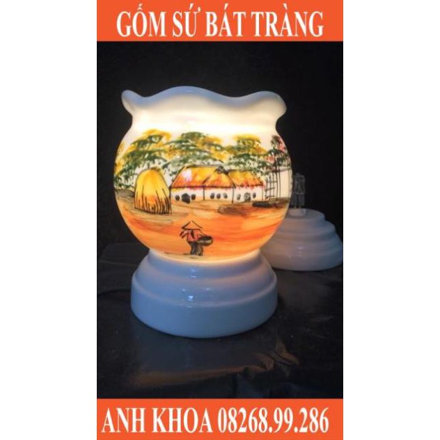 Đèn xông tinh dầu cao 15cm size to - Gốm sứ Bát Tràng Anh Khoa