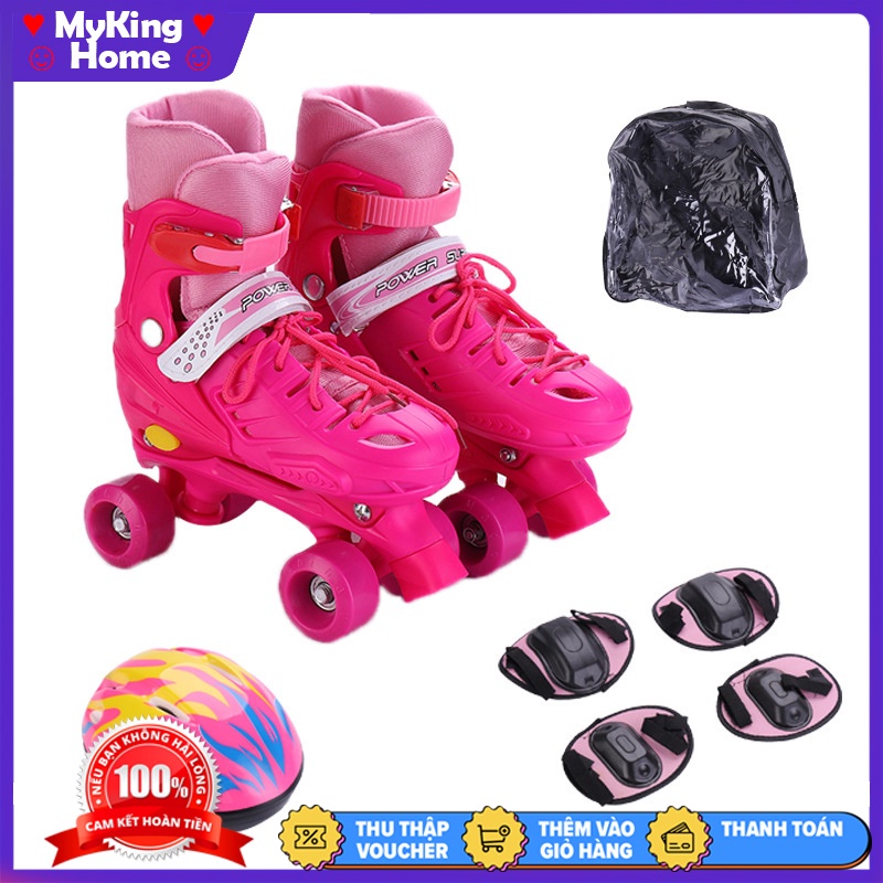 Giày Trượt Patin 4 Bánh 2 hàng chống ngã, Giày patin, patin, patin 4 bánh, patin 2 hàng, tặng kèm bộ bảo hộ chân tay