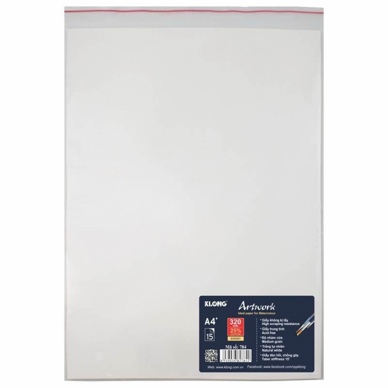 [HVVT] Giấy vẽ A4+ 320 GSM - 25% cotton - 15 tờ/tập; MS: 784