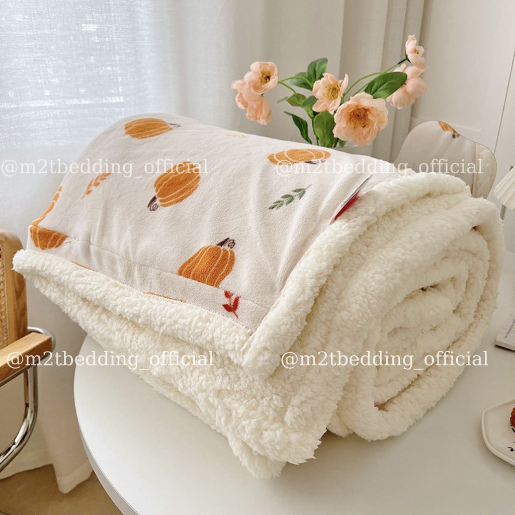 Chăn ( mền ) lông cừu nỉ tuyết sữa họa tiết 3D,có thể lồng thêm ruột, sử dụng 4 mùa