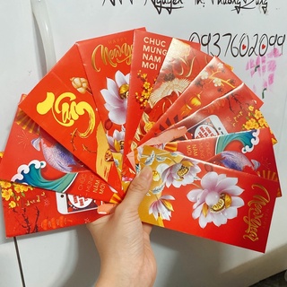 Xấp 10 bao lì xì lộn xộn mẫu , bao lì xì tết