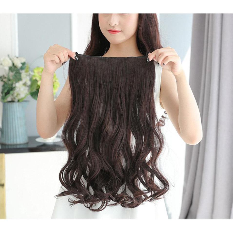 Hot!! Tóc giả Cài nửa đầu đuôi xoăn màu đen