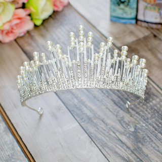 Vương Miện Cô Dâu Đính Chuỗi Ngọc Trai