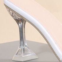 Guốc cao gót nữ màu trắng đế trong suốt 5 phân siêu hot VINA STORE mã SD32