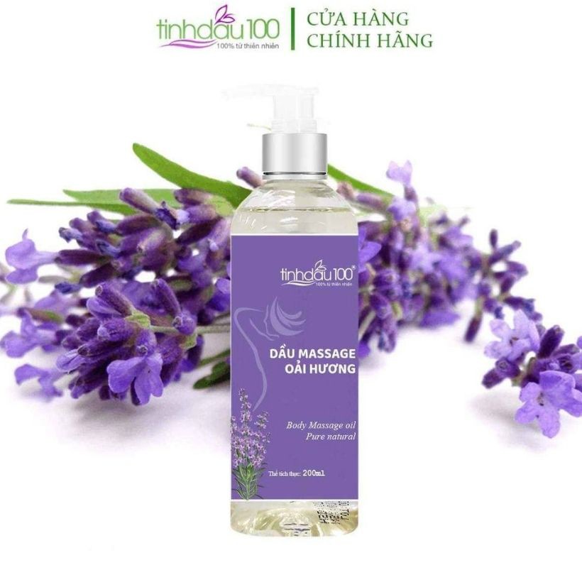 Dầu massage body hoa oải hương ( Lavender) 200ml. Giúp thư giãn, sảng khoái