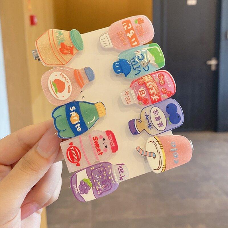 Set 10 Cái Kẹp Tóc Hình Bình Sữa Và Nước Trái Cây Phụ Kiện Tóc Phụ Kiện Thời Trang Xu Hướng Mới