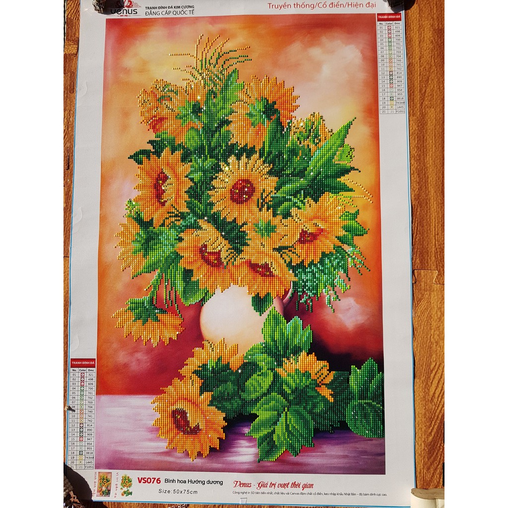 Tranh đính đá 5D Hoa Hướng Dương VS076 (50x75cm) - chưa đính đá