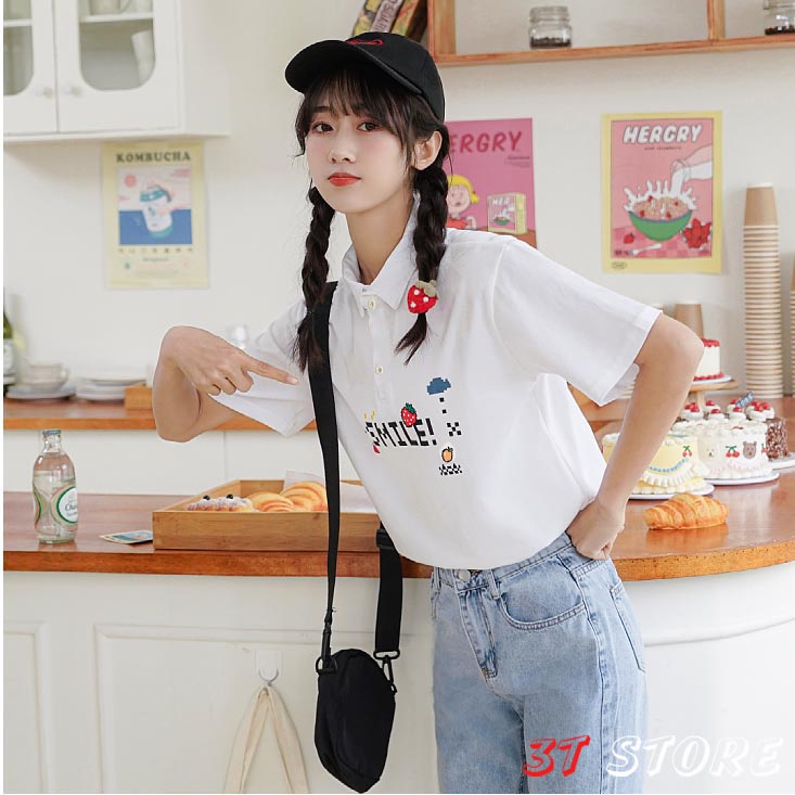 [Video + Ảnh Thật] Áo Polo Nữ Smile Freezie Form Rộng, Cotton Thấm Hút Mồ Hôi | BigBuy360 - bigbuy360.vn