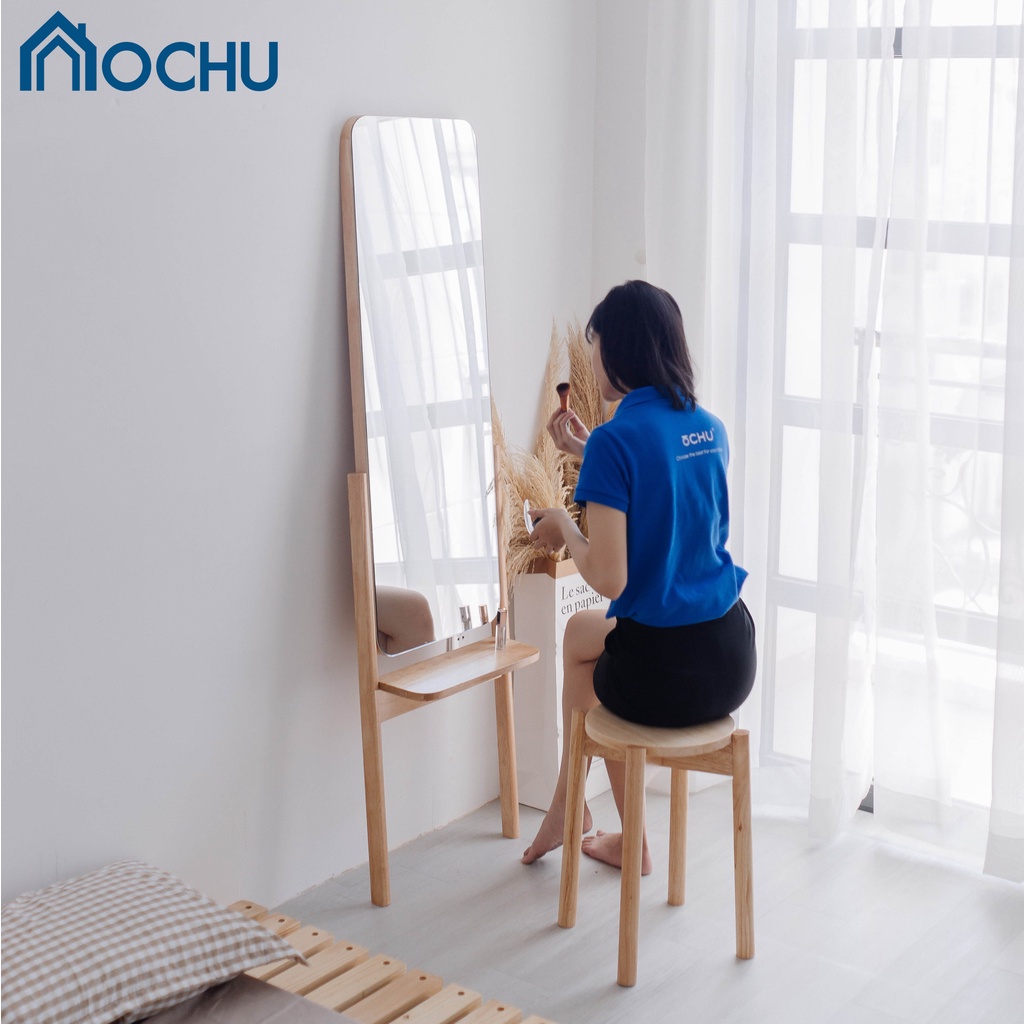 Gương đứng soi toàn thân OCHU Khung gỗ phối kệ tiện lợi GIRLY MIRROR  Nội thất thông minh decoer phòng ngủ