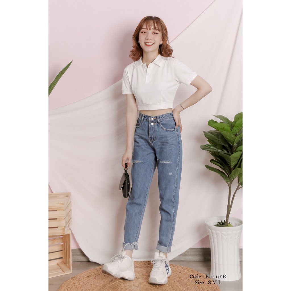 [FREESHIP_50K] Quần Jean nữ baggy trơn rách gối cực hot William - TQ112