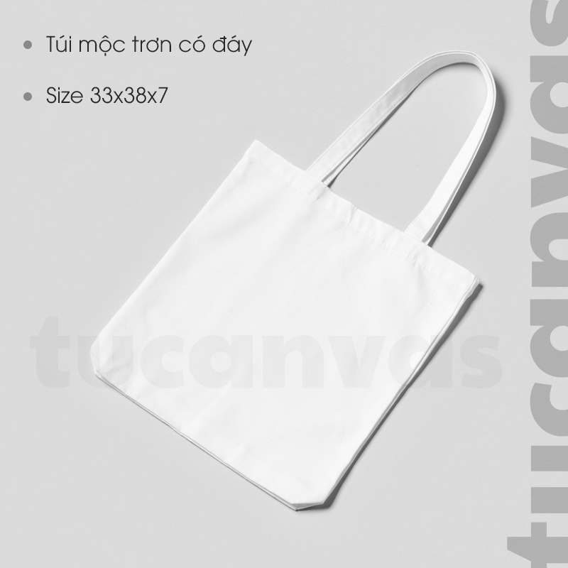 Túi tote vải canvas trơn đeo vai nhỏ gọn giá rẻ túi vải bố trơn mềm đựng đồ đi học thời trang Tucanvas TCV16