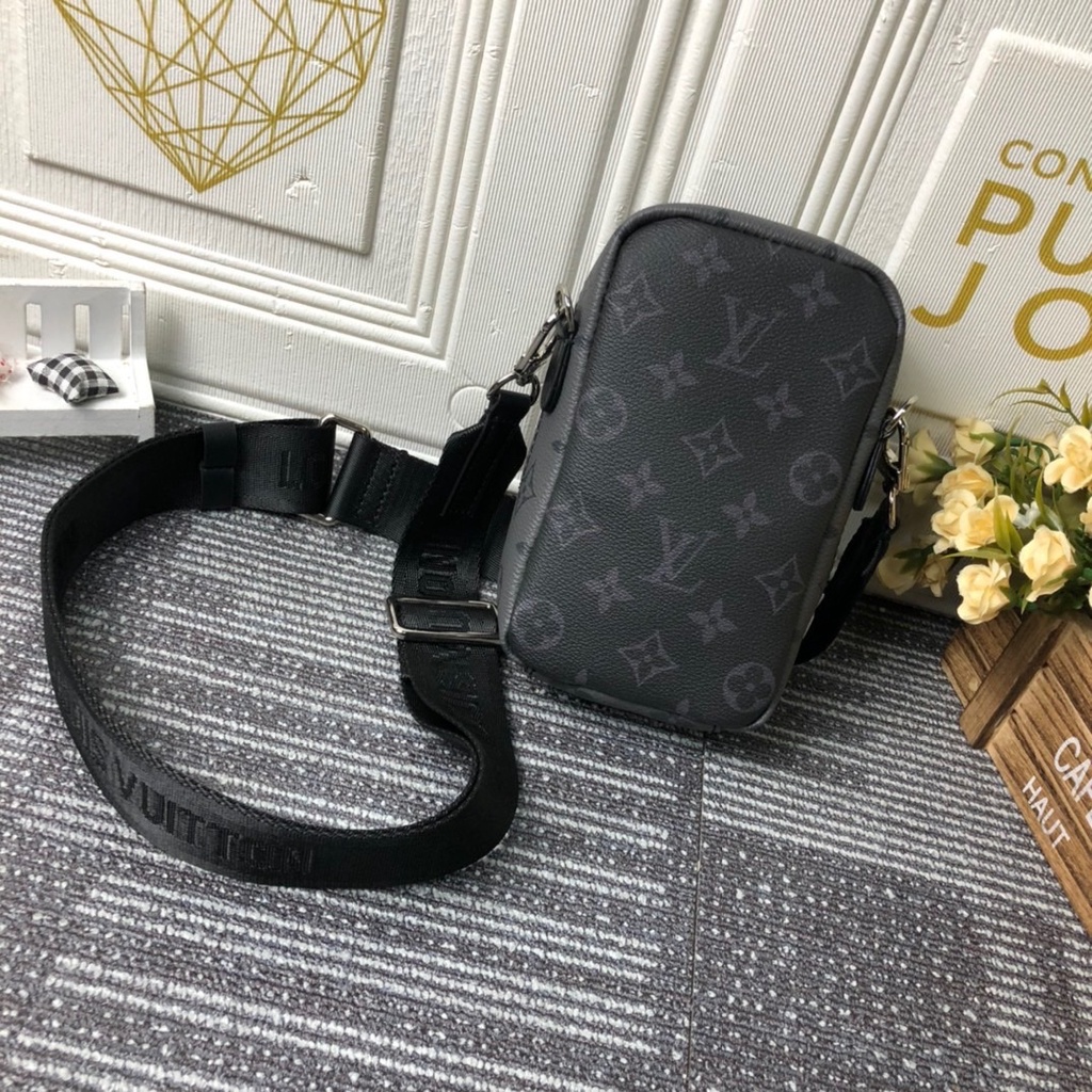 Túi đeo chéo LV mini Double Phone Pouch vân hoa size 18x12x5 LA 2022