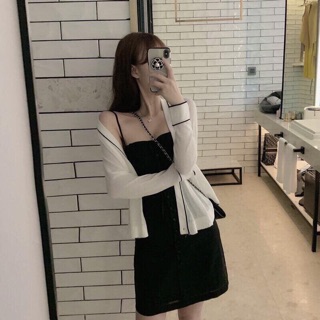 Set váy kèm áo khoác len mỏng