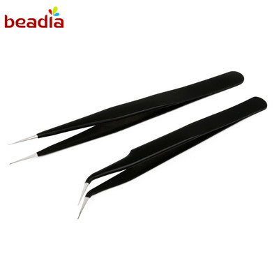 Nhíp Gắp Đá Beadia Trang Trí Móng Tay Nghệ Thuật Màu Đen Kiểu Thẳng/Cong 1.0MM Bằng Acrylic DIY