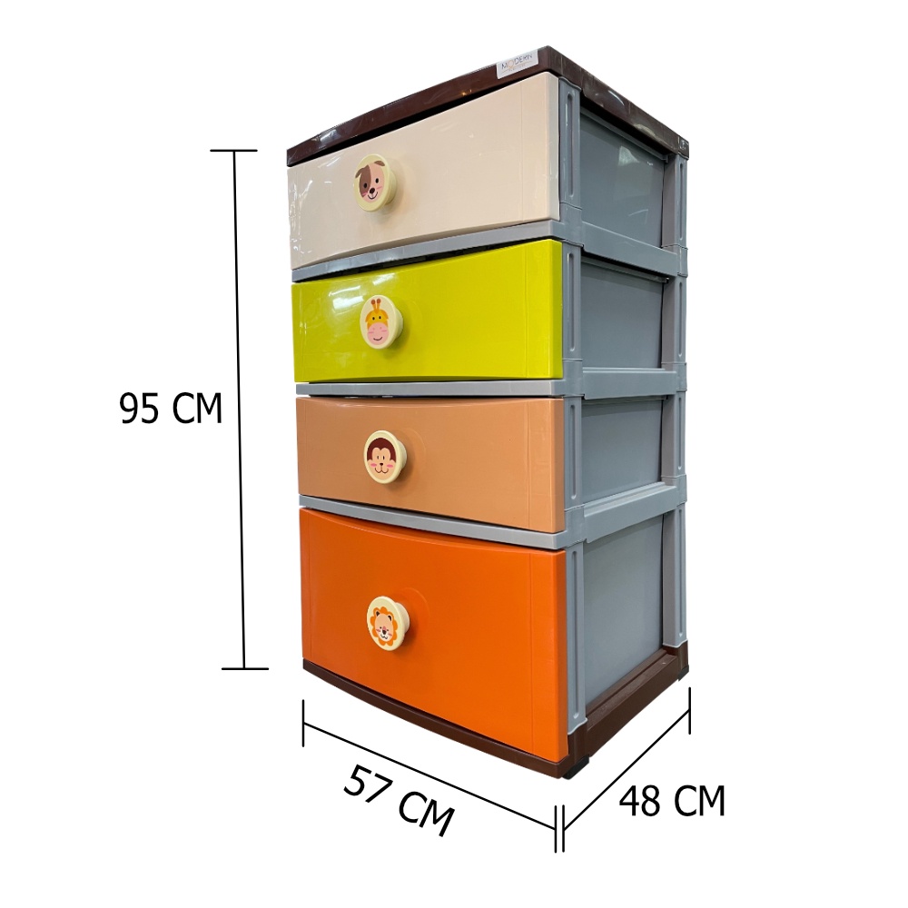 HomeBase STACKO Tủ nhựa 4 tầng bằng B56 Safari Thái Lan W57xD48xH95cm pha màu