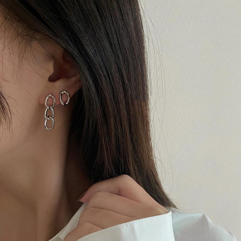 (061) Khuyên Tai Hình Mắt Xích Đơn Giản Phong Cách Âu Mỹ Cá Tính