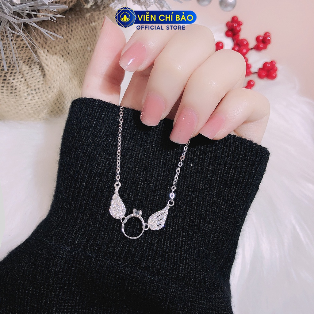 Dây chuyền bạc nữ Cánh thiên thần đính đá chất liệu bạc 925 thời trang phụ kiện trang sức nữ Viễn Chí Bảo D400204