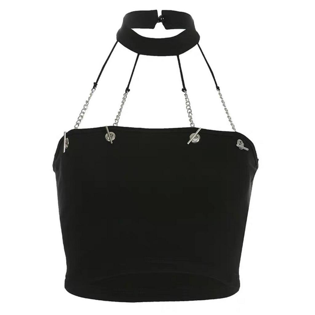 Áo yếm nữ thun borip dây xích đính kiểu phối đồ bao chất 59k