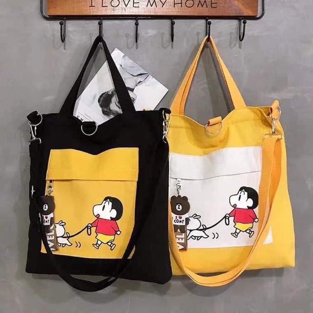 Túi tote vải thời trang hình cậu bé Shin