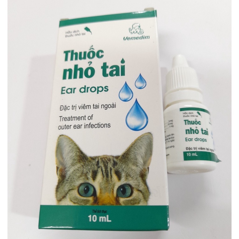 Thuốc nhỏ tai chó mèo Vemedim cho Viêm tai ngoài 10ml