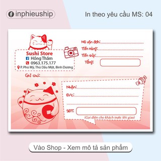 Phiếu ship in tên shop MS04