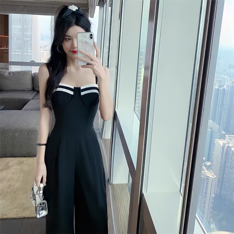 A42 Đồ Bay Nữ Dài Đồ Liền Thân 2 Dây Viền Trắng