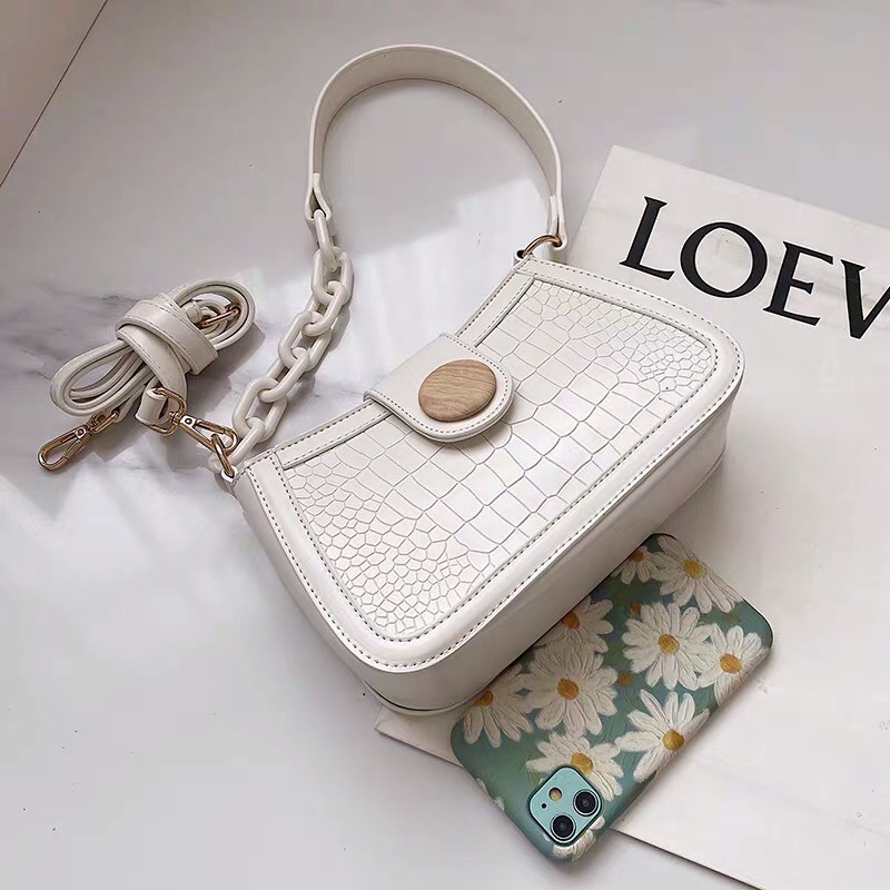 Hàng sẵn [Bộ túi combo 2 dây] Túi kẹp nách dây da phối xích khóa tròn siêu đẹp HÀNG LOẠI 1 | BigBuy360 - bigbuy360.vn