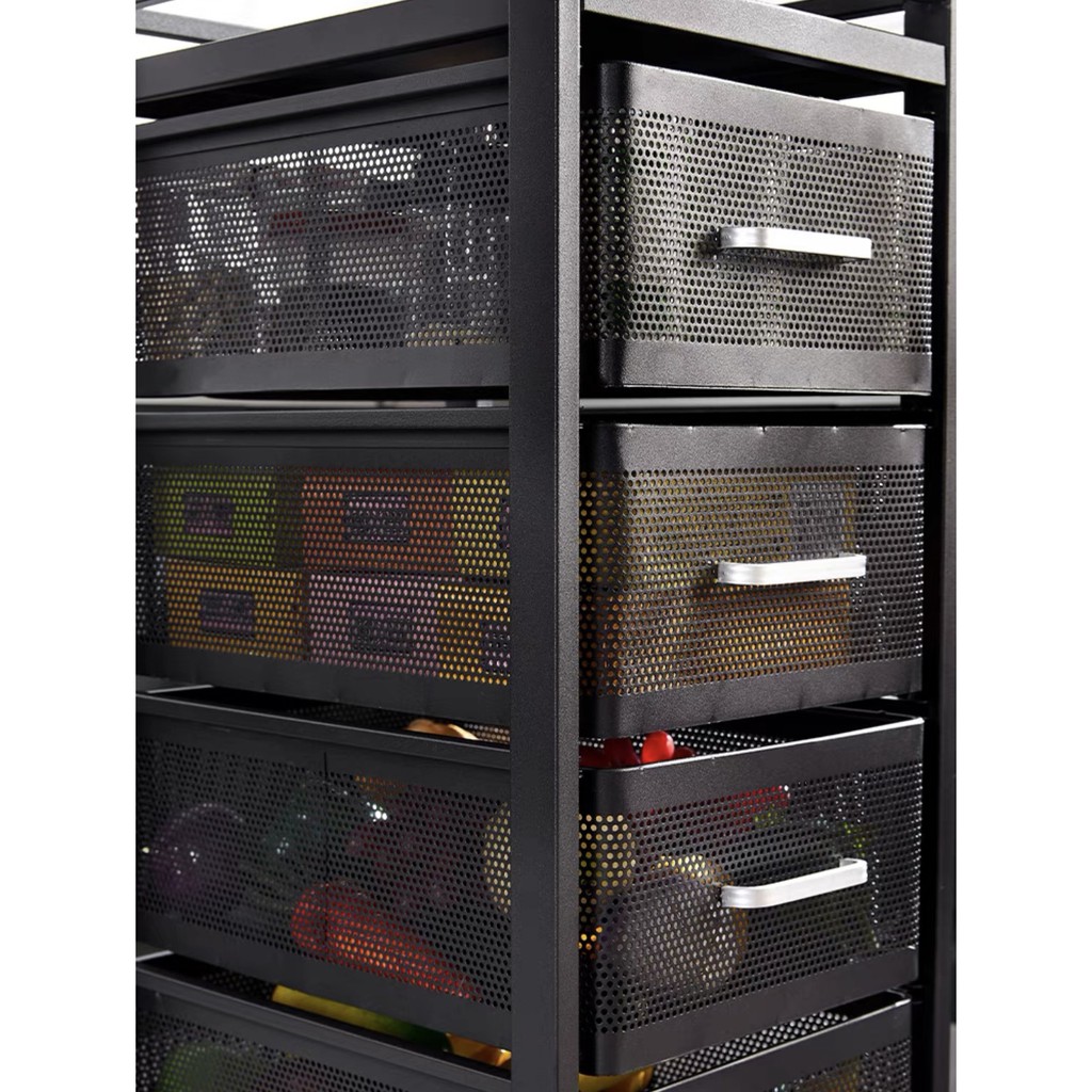 MẪU MỚI 🆓 KỆ ĐỂ ĐỒ ĐA NĂNG - KỆ NHÀ BẾP CÓ TAY CẦM SƠN ĐEN TĨNH ĐIỆN CÓ BÁNH XE DI CHUYỂN TIỆN ÍCH